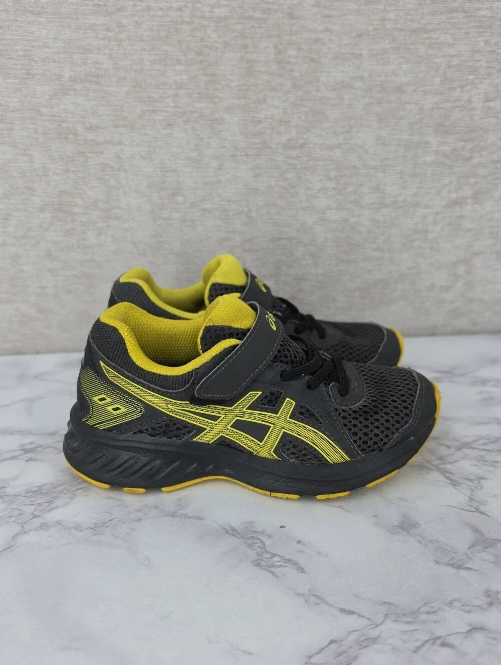 ASICS Jolt 2 Graphite Grey Vibrant Yellow Kids Boys Toddler Size 12